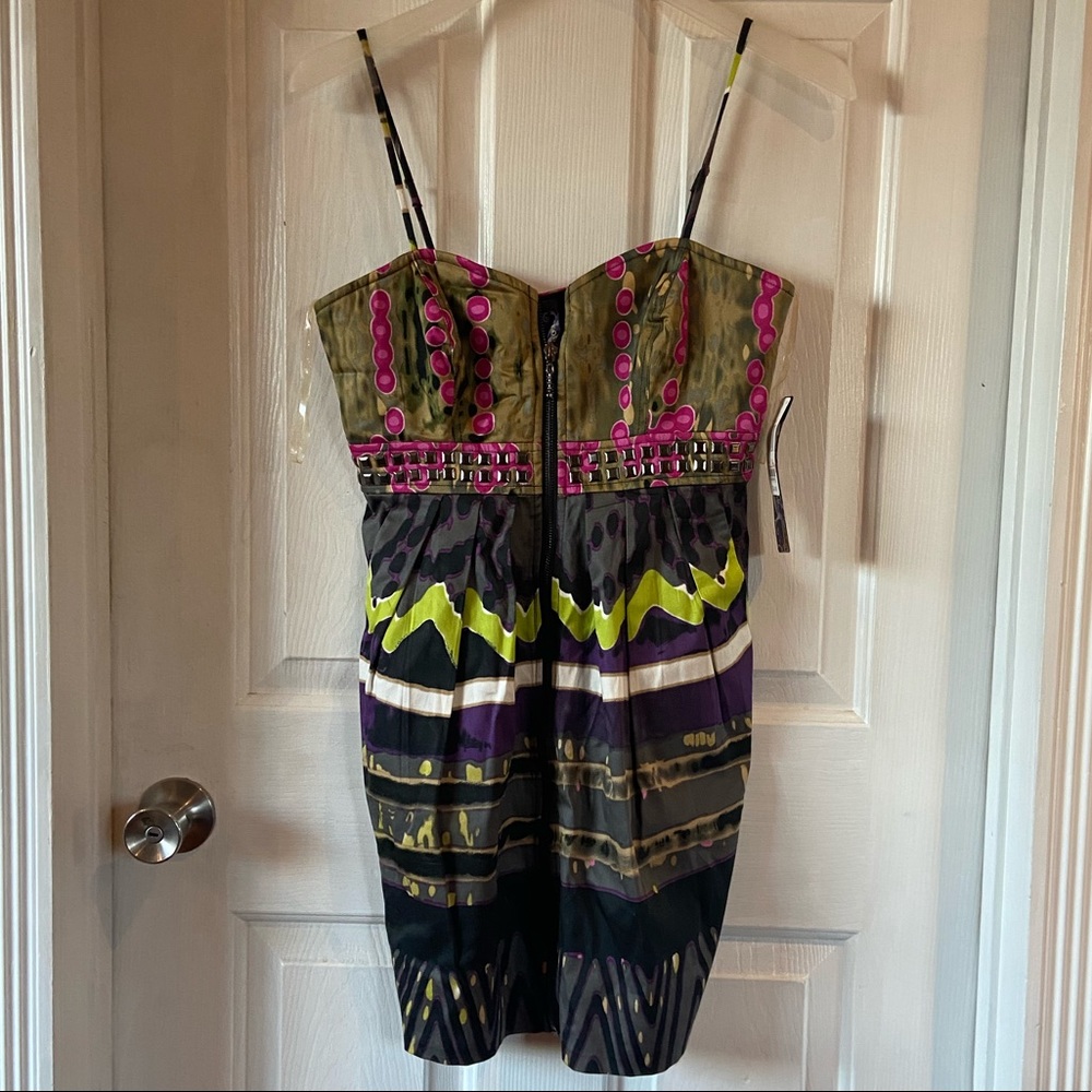 Kouture by Kimora Dress Multicolor Full Front Zip Size Small NWT
